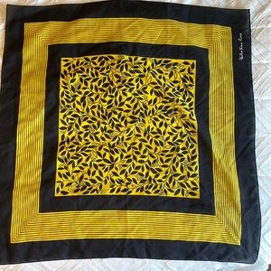 Vintage square scarf Valentina fiore yellow and black scarf